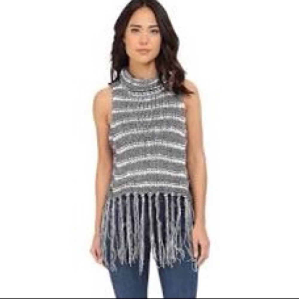 Free people folksong fringe vest knit sweater